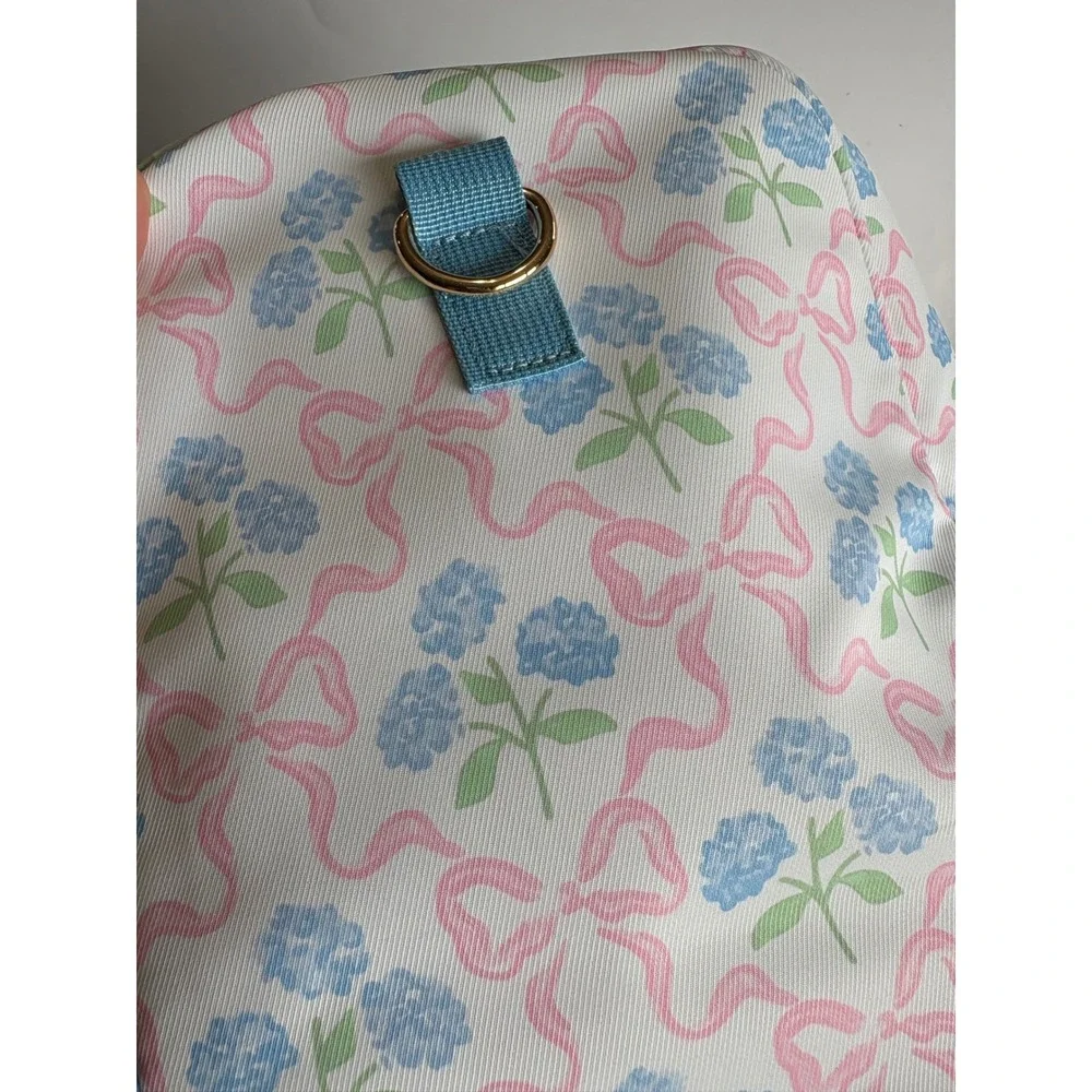 Blue Floral‎ Pink Bow Ruffle Duffel Bag Travel Carry On Weekender Gym Bag 18x10